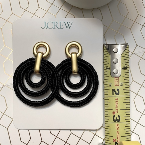 JCREW Layered Raffia Hoop Earrings NWT Black - Picture 8 of 12